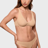 Women's Inbarely® Plus V Neck Unlined Bra - Wide Straps Warm Beige