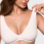 Women's Inbarely® Plus V Neck Unlined Bra - Wide Straps Coconut White