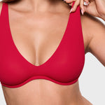 Women's Inbarely® Plus V Neck Unlined Bra - Wide Straps Lipstick Red