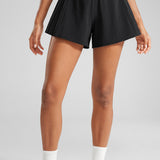 INGIA Women's Flowy Athletic Shorts Pleated Skort Flared A-Line with Pockets 4" White