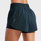 Women's 2 in 1 Quick Dry High Waisted Running Shorts with Zipper Pocket for Women 3" Black