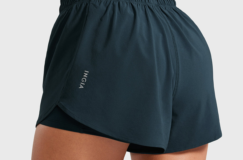 Women's 2 in 1 Quick Dry High Waisted Running Shorts with Zipper Pocket for Women 3" Black