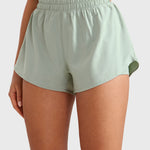 Women's 2 in 1 Quick Dry High Waisted Running Shorts with Zipper Pocket for Women 3" Mineral