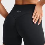 Women's High Waist No Front Seam Scrunch Butt Biker Shorts 5'' V-Back Scrunch Booty Gym Workouts Milk Pink