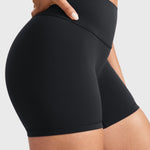 Women's High Waist No Front Seam Scrunch Butt Biker Shorts 5'' V-Back Scrunch Booty Gym Workouts Black