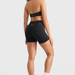 Women's High Waist No Front Seam Scrunch Butt Biker Shorts 5'' V-Back Scrunch Booty Gym Workouts Black