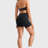 Women's High Waist No Front Seam Scrunch Butt Biker Shorts 5'' V-Back Scrunch Booty Gym Workouts Black