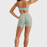 Women's High Waist No Front Seam Scrunch Butt Biker Shorts 5'' V-Back Scrunch Booty Gym Workouts Americano