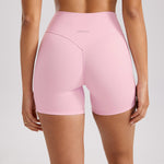 Women's High Waist No Front Seam Scrunch Butt Biker Shorts 5'' V-Back Scrunch Booty Gym Workouts Milk Pink