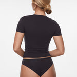 INLYRIC Women‘s Inbarely® Ultra Short Sleeve Top - Double Layer Lipstick Red