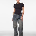 INLYRIC Women‘s Inbarely® Ultra Short Sleeve Top - Double Layer Black