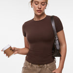 INLYRIC Women‘s Inbarely® Ultra Short Sleeve Top - Double Layer Snow White