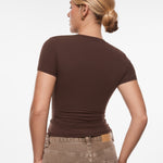 INLYRIC Women‘s Inbarely® Ultra Short Sleeve Top - Double Layer Snow White