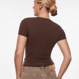 INLYRIC Women‘s Inbarely® Ultra Short Sleeve Top - Double Layer Snow White