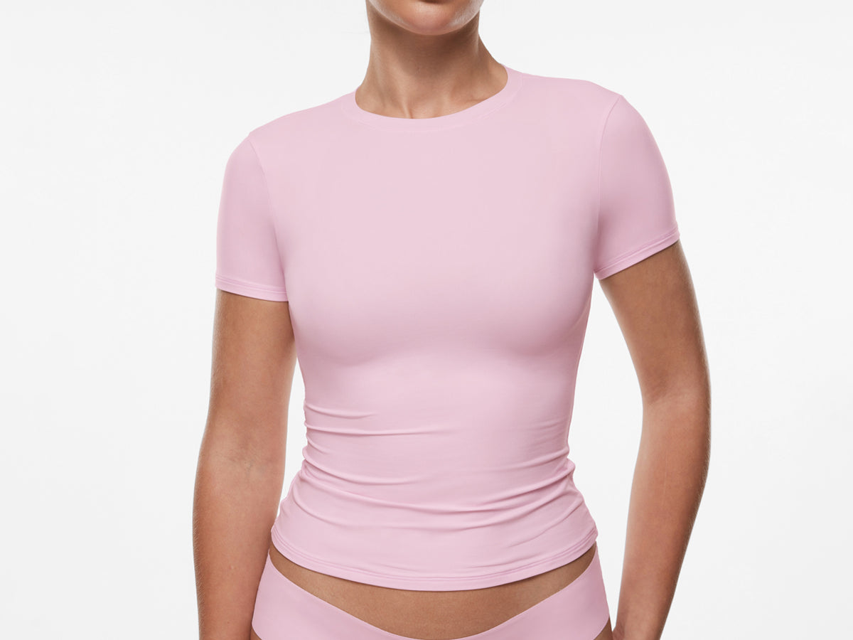 INLYRIC Women‘s Inbarely® Ultra Short Sleeve Top - Double Layer Snow White