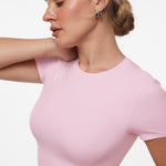 INLYRIC Women‘s Inbarely® Ultra Short Sleeve Top - Double Layer Snow White