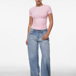 INLYRIC Women‘s Inbarely® Ultra Short Sleeve Top - Double Layer Snow White