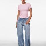 INLYRIC Women‘s Inbarely® Ultra Short Sleeve Top - Double Layer Snow White