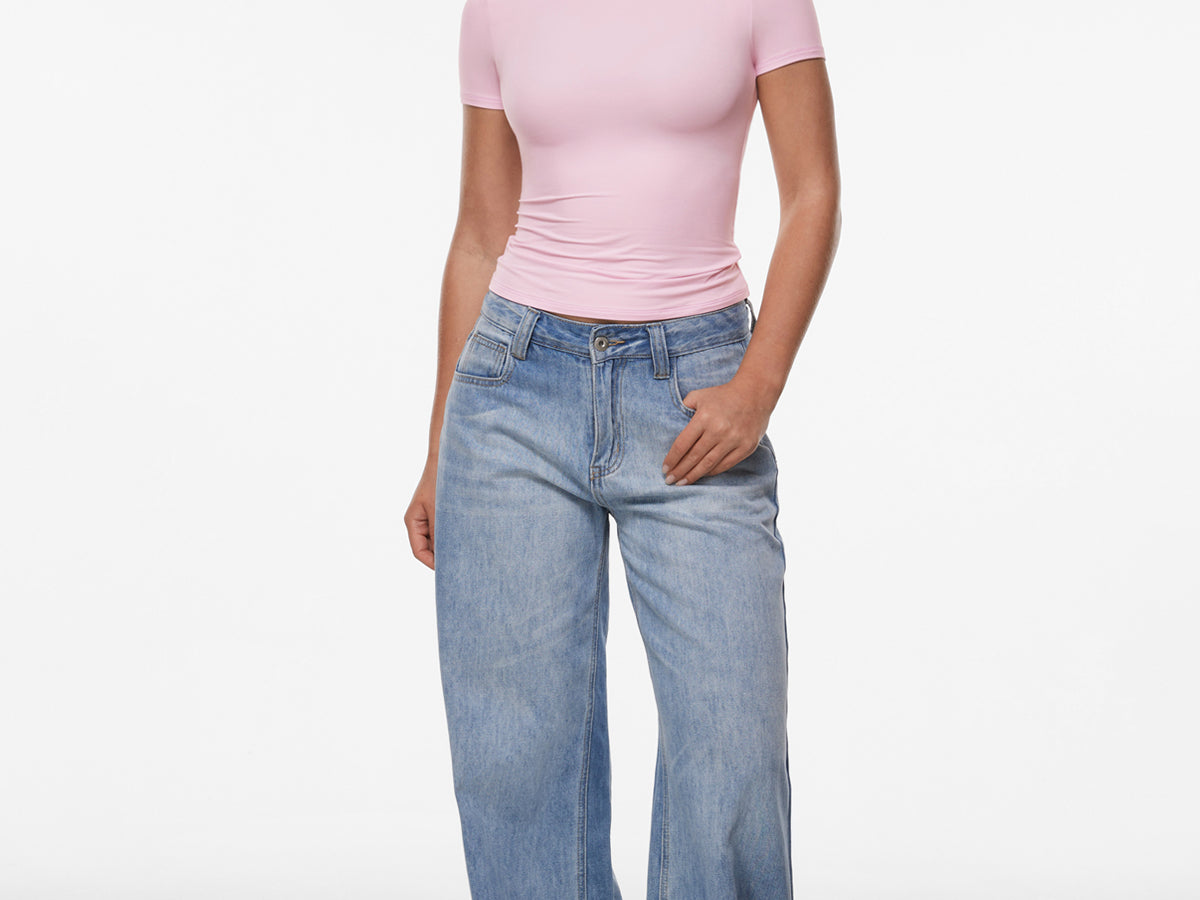 INLYRIC Women‘s Inbarely® Ultra Short Sleeve Top - Double Layer Snow White