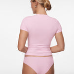 INLYRIC Women‘s Inbarely® Ultra Short Sleeve Top - Double Layer Snow White