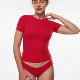 INLYRIC Women‘s Inbarely® Ultra Short Sleeve Top - Double Layer Lipstick Red