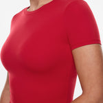 INLYRIC Women‘s Inbarely® Ultra Short Sleeve Top - Double Layer Lipstick Red