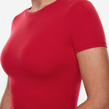 INLYRIC Women‘s Inbarely® Ultra Short Sleeve Top - Double Layer Lipstick Red