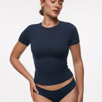 INLYRIC Women‘s Inbarely® Ultra Short Sleeve Top - Double Layer Hazelnut