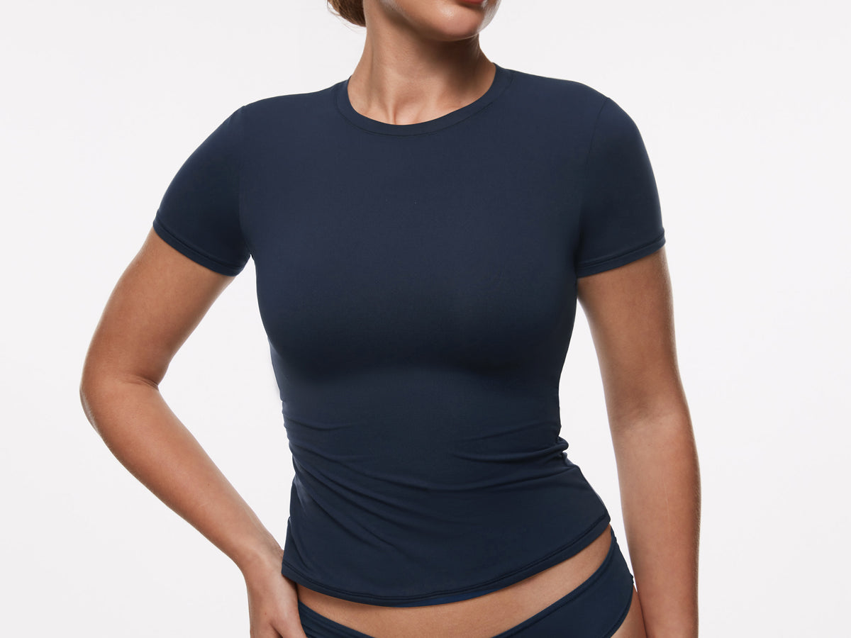 INLYRIC Women‘s Inbarely® Ultra Short Sleeve Top - Double Layer Hazelnut