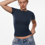 INLYRIC Women‘s Inbarely® Ultra Short Sleeve Top - Double Layer Hazelnut