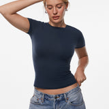 INLYRIC Women‘s Inbarely® Ultra Short Sleeve Top - Double Layer Hazelnut