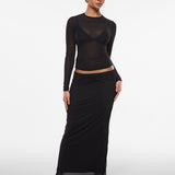 INLYRIC Women's Cosnufy® Mesh Sheer Long Sleeve Top Snow White