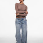 INLYRIC Women's Cosnufy® Mesh Sheer Long Sleeve Top Black