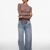 INLYRIC Women's Cosnufy® Mesh Sheer Long Sleeve Top Black