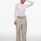 INLYRIC Women's Cosnufy® Mesh Sheer Long Sleeve Top Snow White