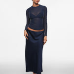 INLYRIC Women's Cosnufy® Mesh Sheer Long Sleeve Top Hazelnut