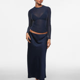 INLYRIC Women's Cosnufy® Mesh Sheer Long Sleeve Top Hazelnut