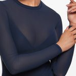 INLYRIC Women's Cosnufy® Mesh Sheer Long Sleeve Top Hazelnut