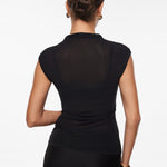 Cosnufy® Sheer Mesh Mock Neck Tank Top Twilight Blue