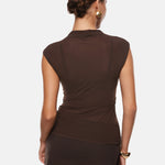 Cosnufy® Sheer Mesh Mock Neck Tank Top Black