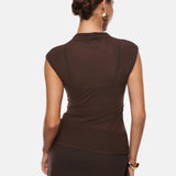 Cosnufy® Sheer Mesh Mock Neck Tank Top Black