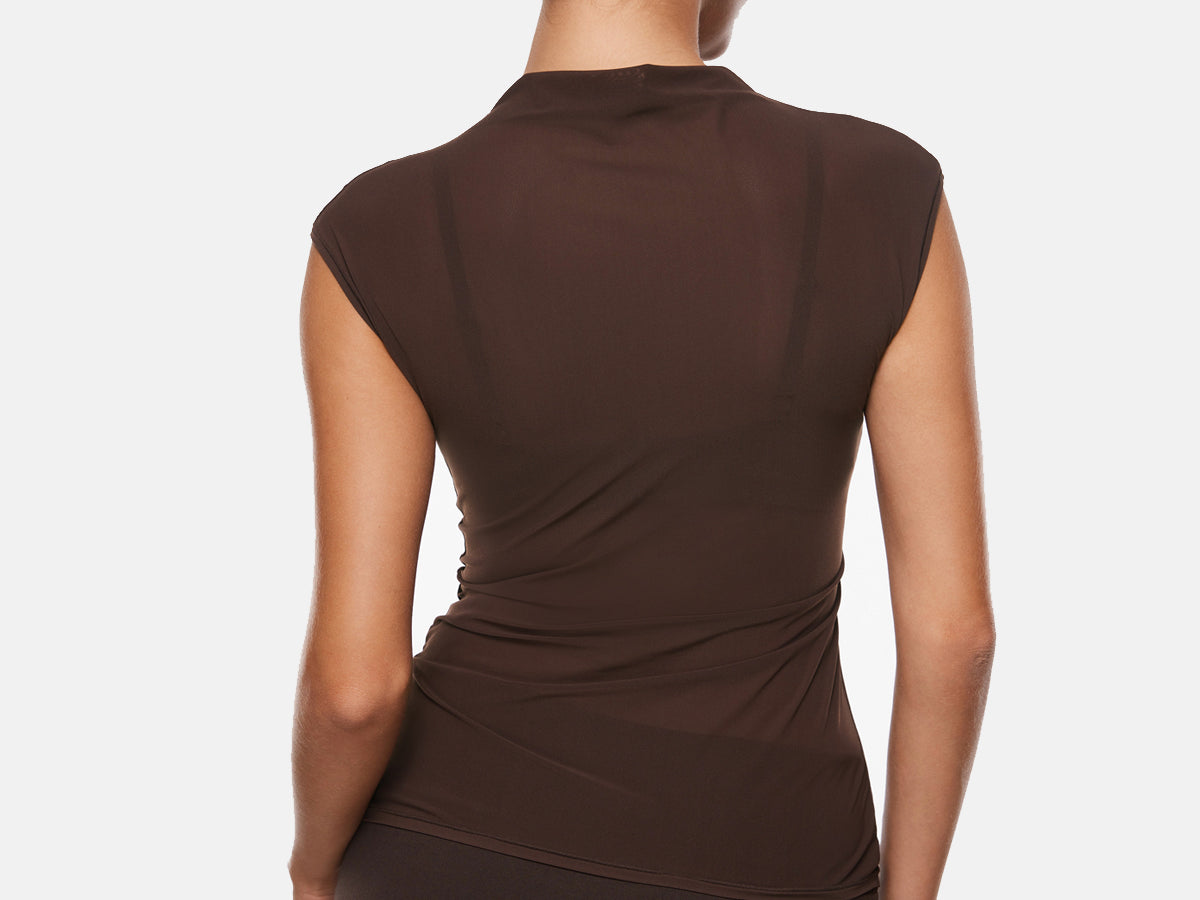 Cosnufy® Sheer Mesh Mock Neck Tank Top Black