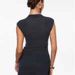 Cosnufy® Sheer Mesh Mock Neck Tank Top Twilight Blue