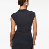 Cosnufy® Sheer Mesh Mock Neck Tank Top Twilight Blue