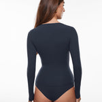 Women's Deep U Neck Long Sleeves Top True Navy