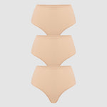 Women's High Waisted Thongs 3 Pack - Inbarely® Plus Warm Beige (3pack)