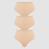 Women's High Waisted Thongs 3 Pack - Inbarely® Plus Warm Beige (3pack)