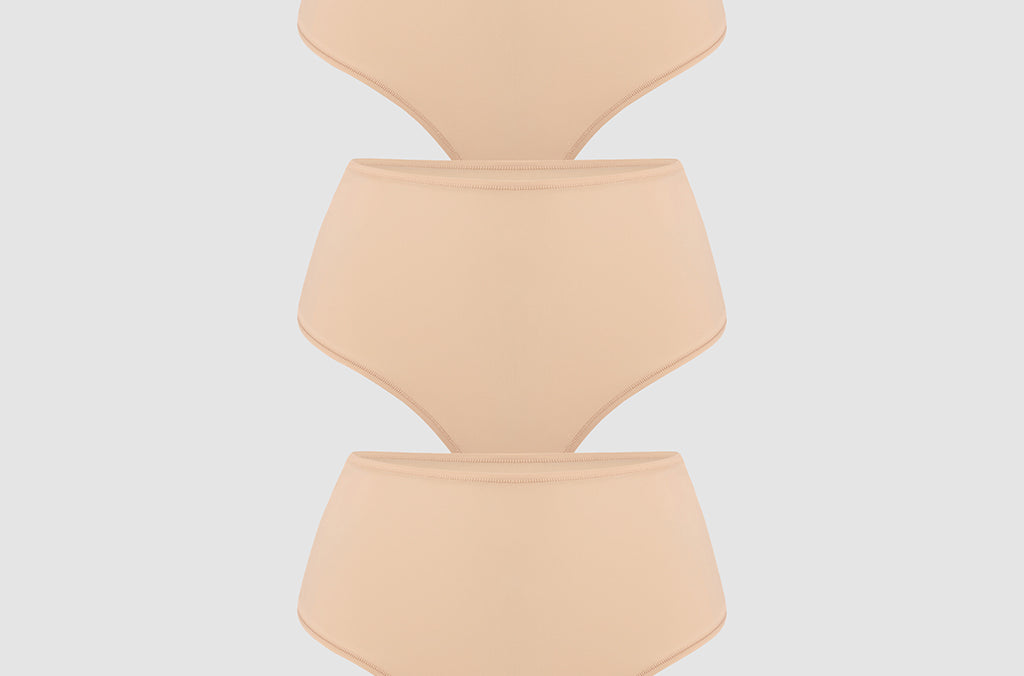 Women's High Waisted Thongs 3 Pack - Inbarely® Plus Warm Beige (3pack)
