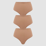 Women's High Waisted Thongs 3 Pack - Inbarely® Plus Gravel (3pack)
