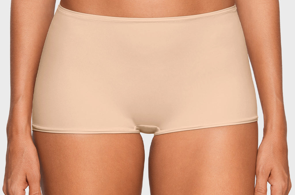 Women's Inbarely® Plus Mid Waist Boy Shorts 3 Pack Beige (3pack)